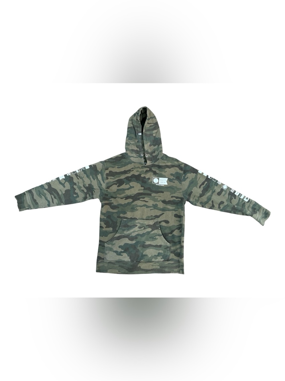Men’s Medium Salty Crew Camo Hoodie - Green Camouflage Fishing Sweater